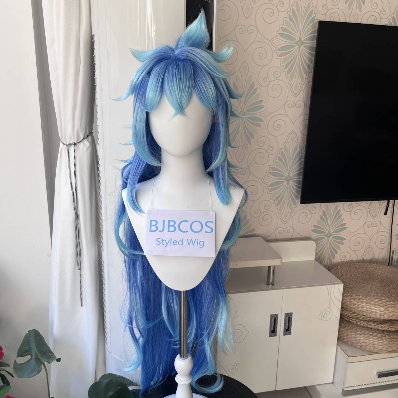 [Styled Wig]Anime Game Twisted - Anime Cosplay Blue Hair ulasan dan harga