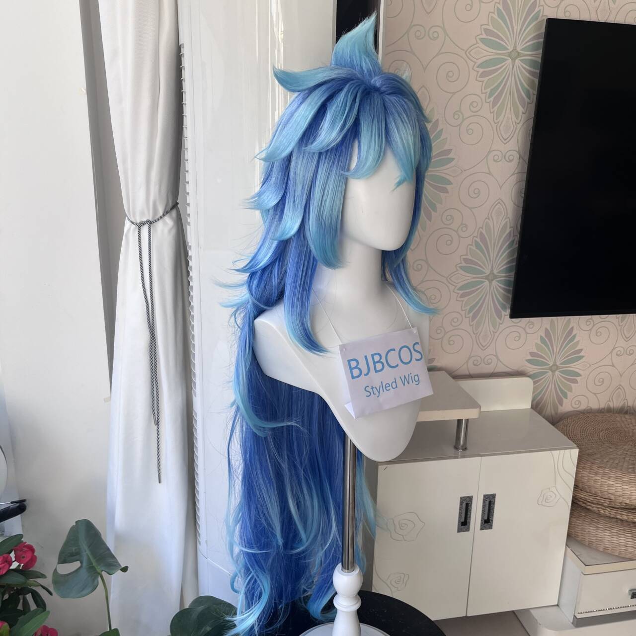 [Styled Wig]Anime Game Twisted - Anime Cosplay Blue Hair ulasan dan harga