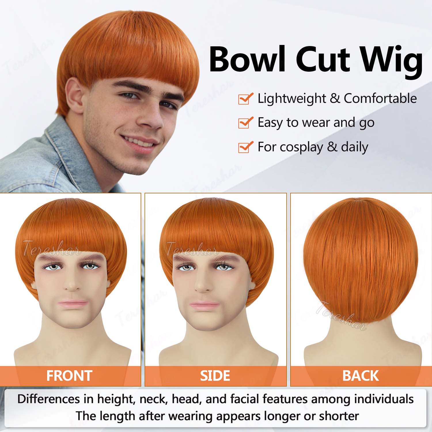Synthetic Short Orange Cosplay - Anime Cosplay Orange Hair ulasan dan harga