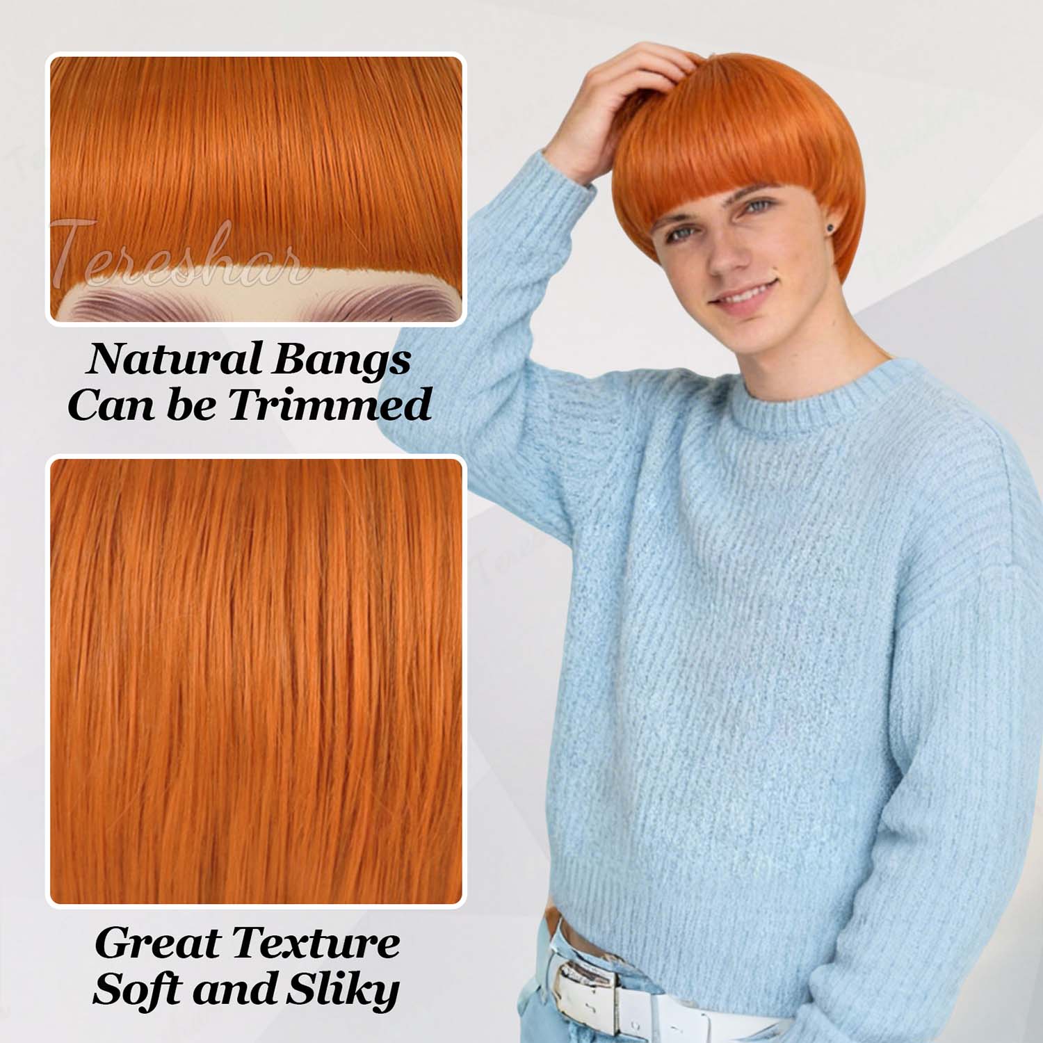 Synthetic Short Orange Cosplay - Anime Cosplay Orange Hair ulasan dan harga