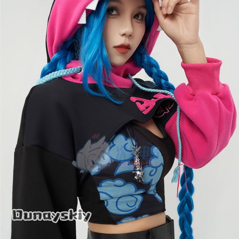 Dunayskiy@Jinx Arcane Hoodie C - Anime Cosplay Blue Hair ulasan dan harga