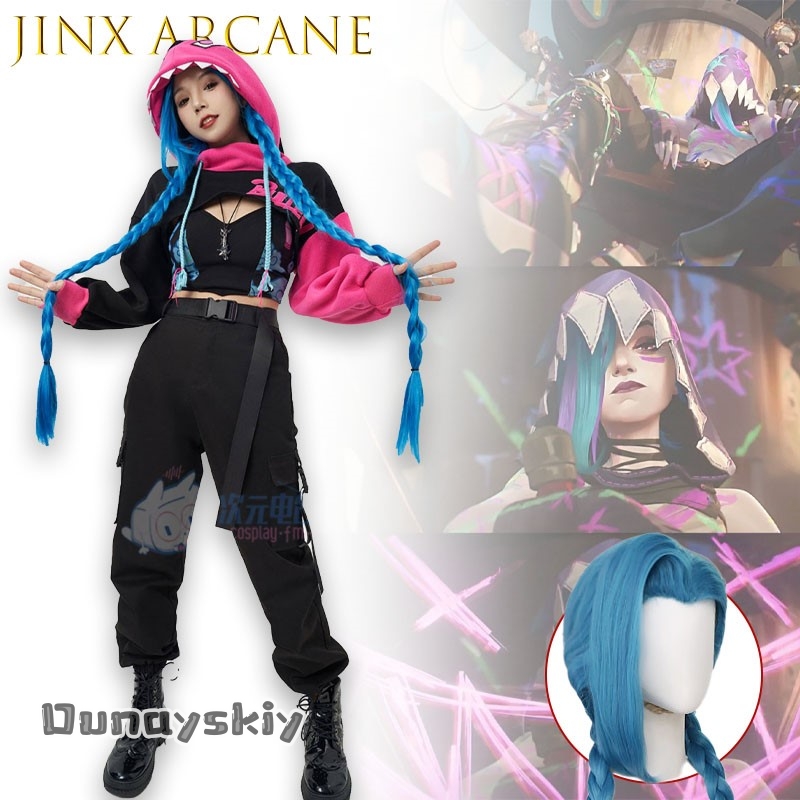Dunayskiy@Jinx Arcane Hoodie C - Anime Cosplay Blue Hair ulasan dan harga