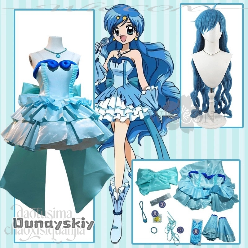 Am C S@Anime Mermaid Melody Co - Anime Cosplay Blue Hair ulasan dan harga