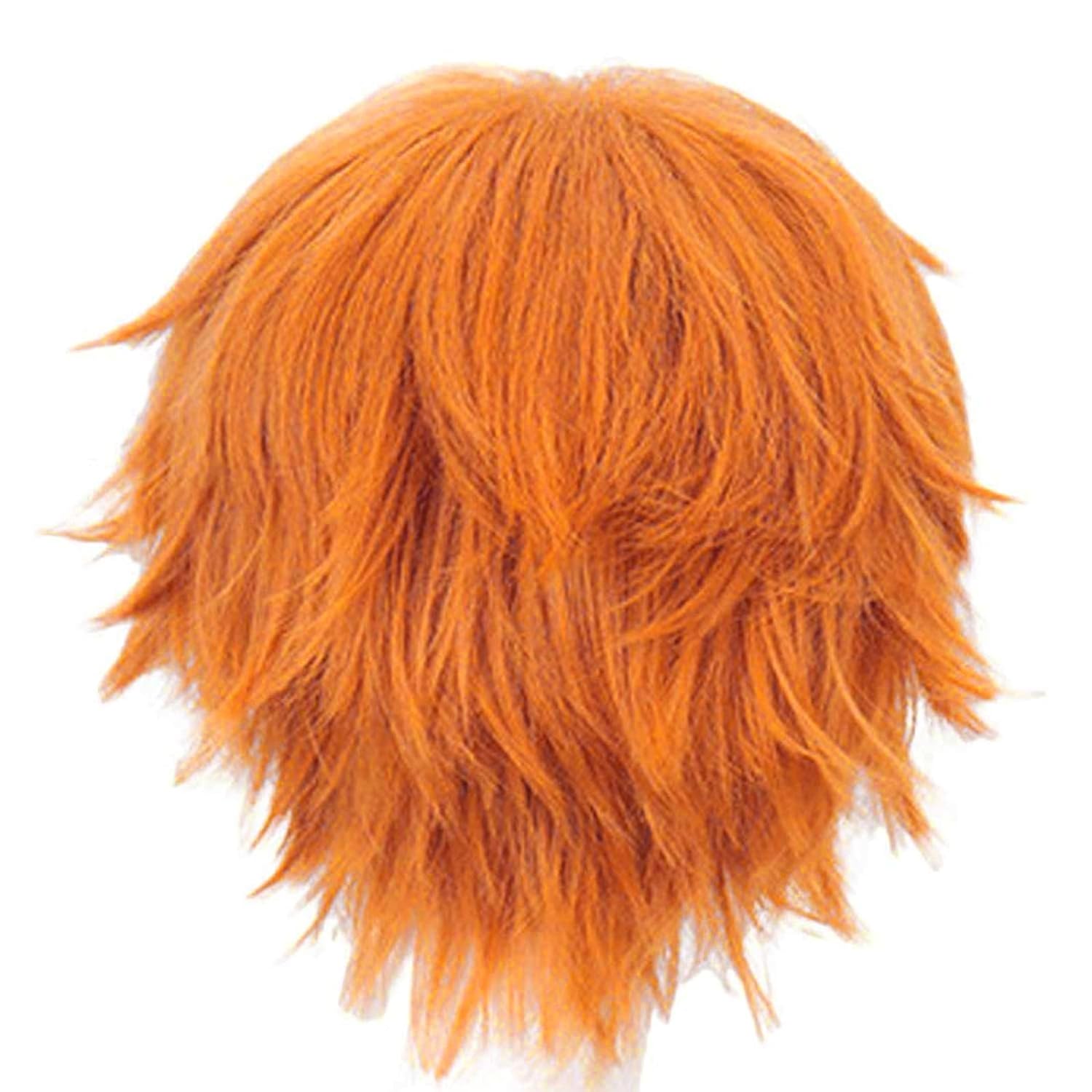 Short Orange Wig for Men Orang - Anime Cosplay Orange Hair ulasan dan harga