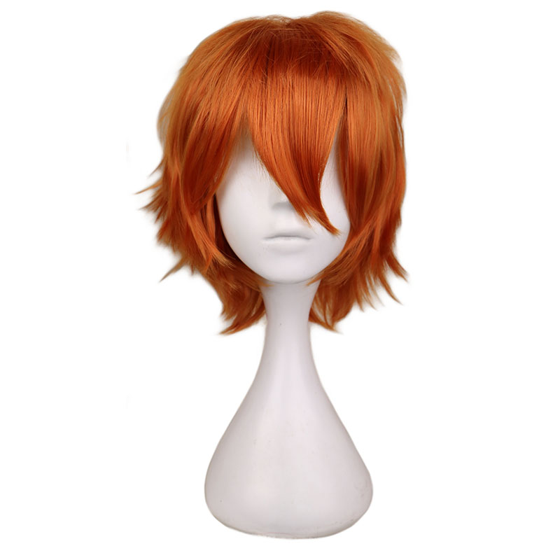 Short Orange Wig for Men Women - Anime Cosplay Orange Hair ulasan dan harga