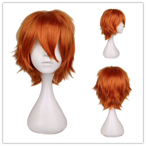 Short Orange Wig for Men Women - Anime Cosplay Orange Hair ulasan dan harga