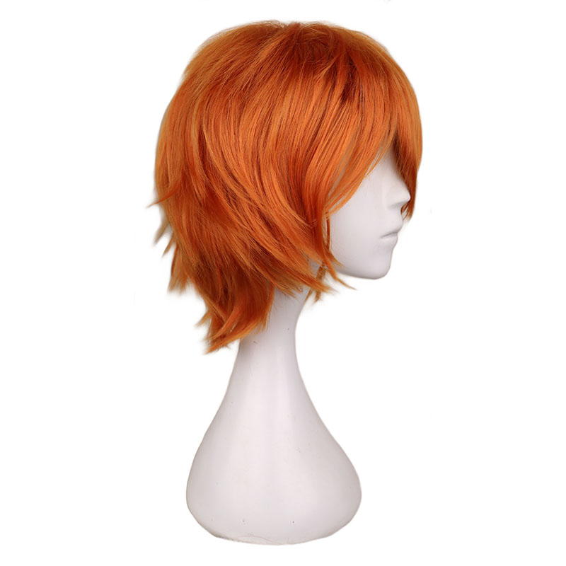 Short Orange Wig for Men Women - Anime Cosplay Orange Hair ulasan dan harga