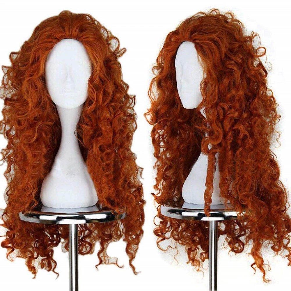 Long Orange Curly Hair Cosplay - Anime Cosplay Orange Hair ulasan dan harga