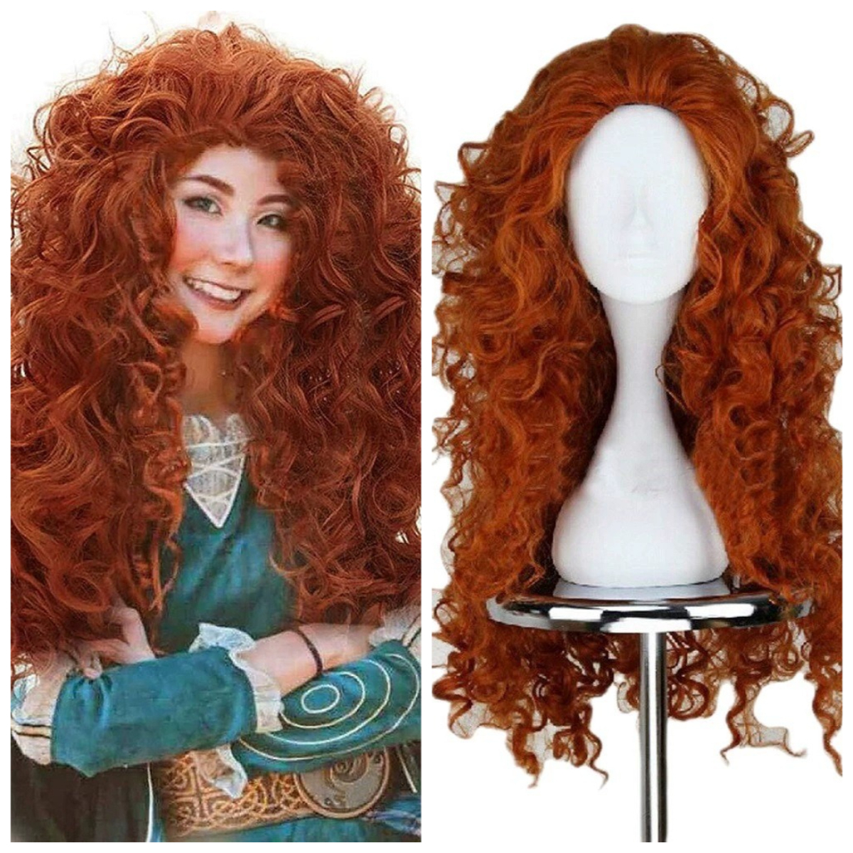 Long Orange Curly Hair Cosplay - Anime Cosplay Orange Hair ulasan dan harga