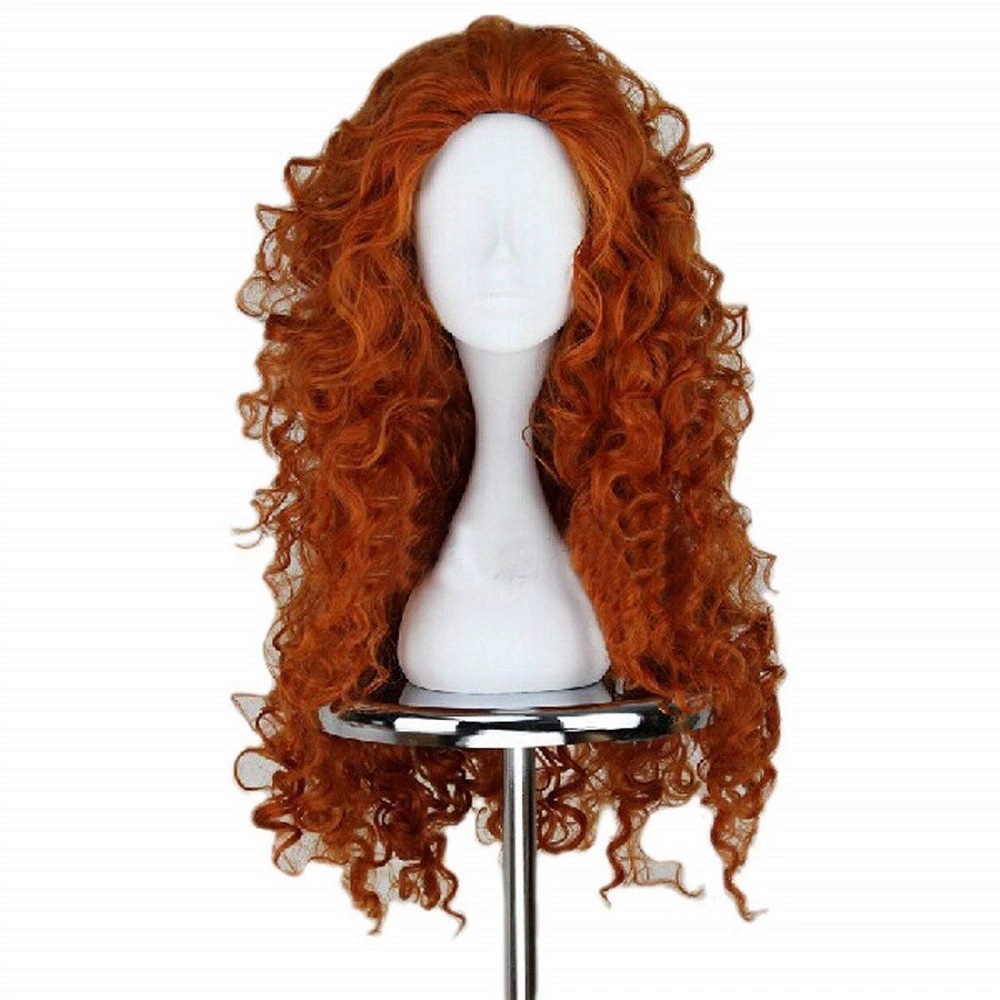 Long Orange Curly Hair Cosplay - Anime Cosplay Orange Hair ulasan dan harga