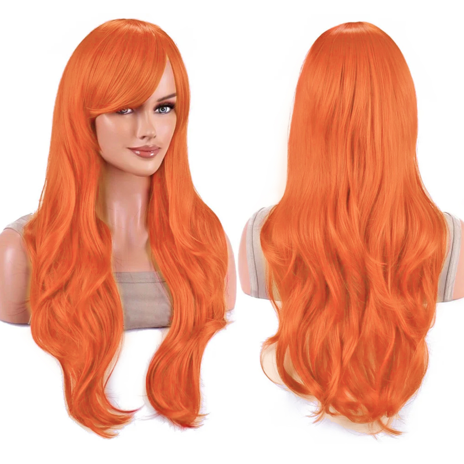 Synthetic Hair Long Wavy Brigh - Anime Cosplay Orange Hair ulasan dan harga