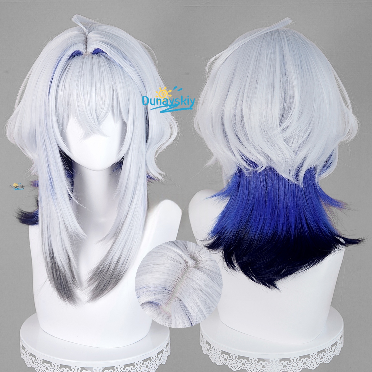 Galbrena Cosplay Wig Gray blue - Anime Cosplay Blue Hair ulasan dan harga